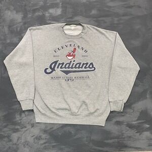 Vintage CLeveland Indians sweatshirt mens XL Gray 1990s MLB USA LEE